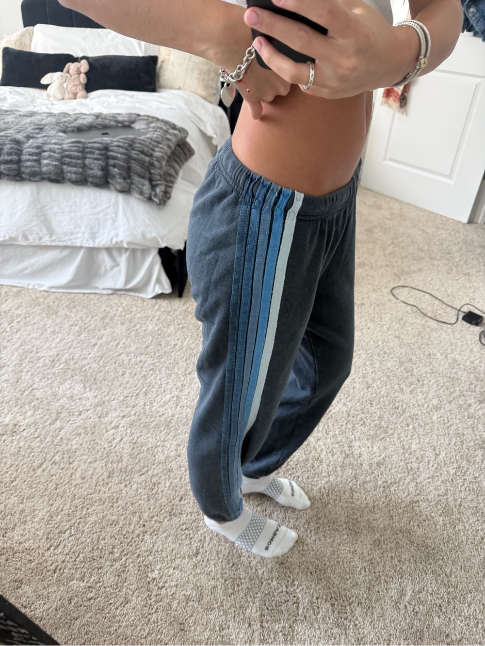 Aviator nation Charcoal Jogger Pants with Blue Side Stripes